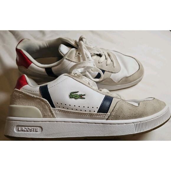 Lacoste Women's T-Clip Trainers Red White Blue Sz 9.5 - Picture 1 of 12